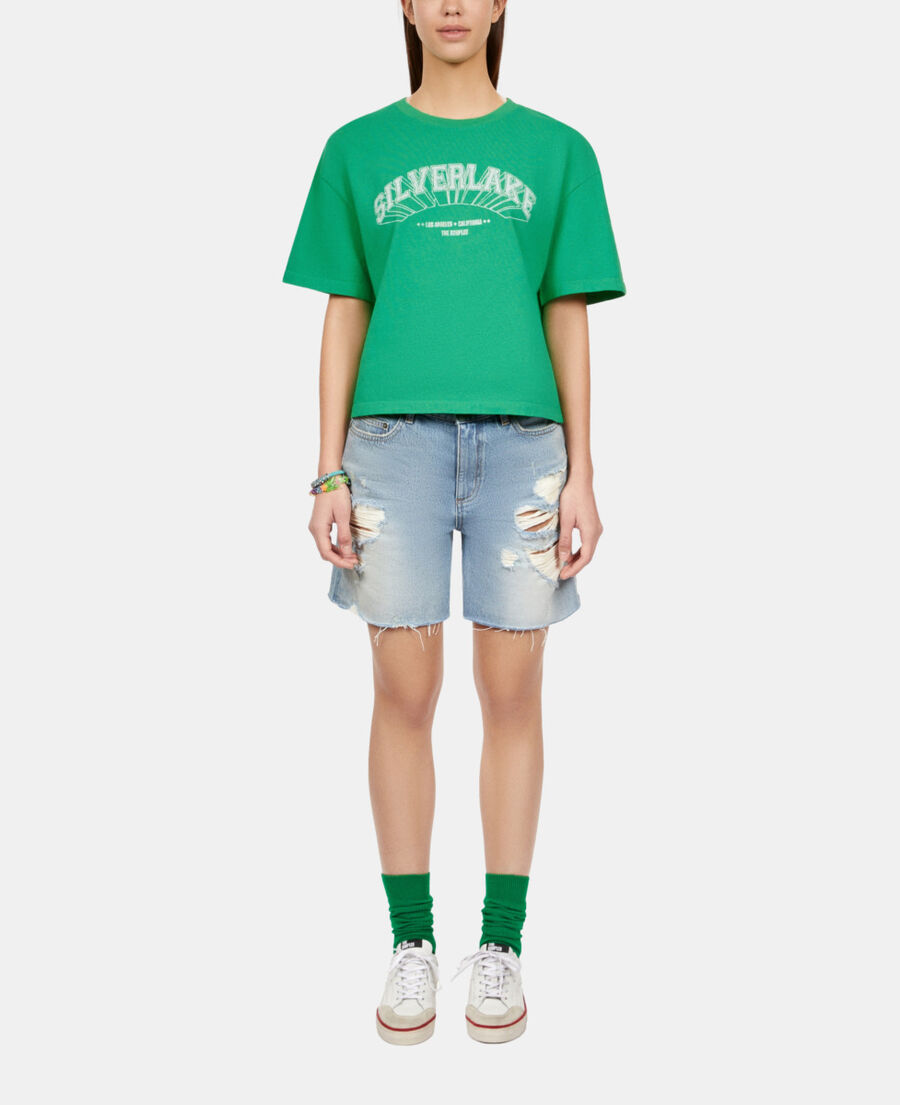 The Kooples F GREEN light green t-shirt with silverlake serigraphy