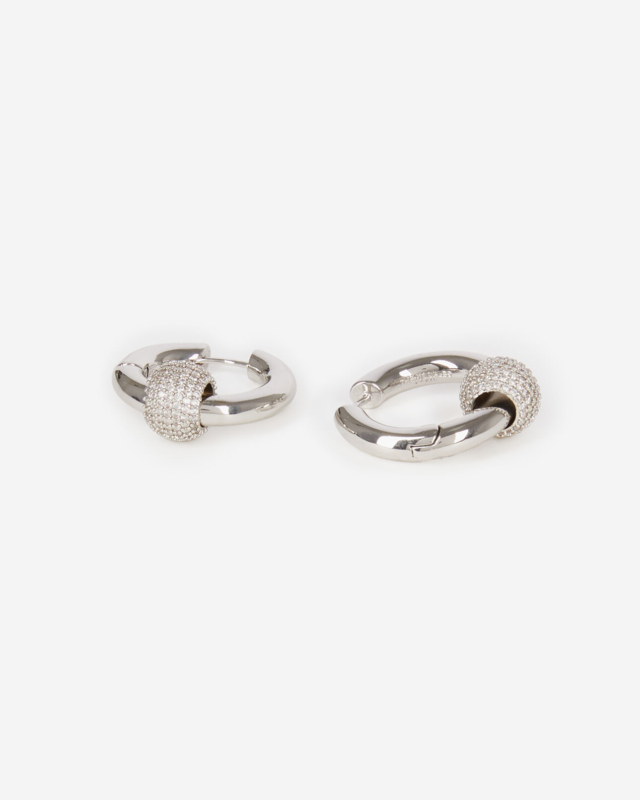 The Kooples FEMME SILVER boucles d'oreille créole argentée et strass