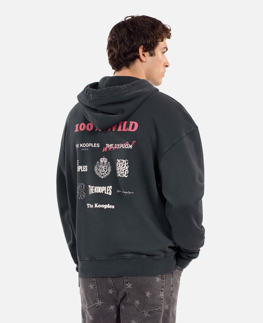 The Kooples H BLACK WASHED black 100% wild serigraphy sweatshirt