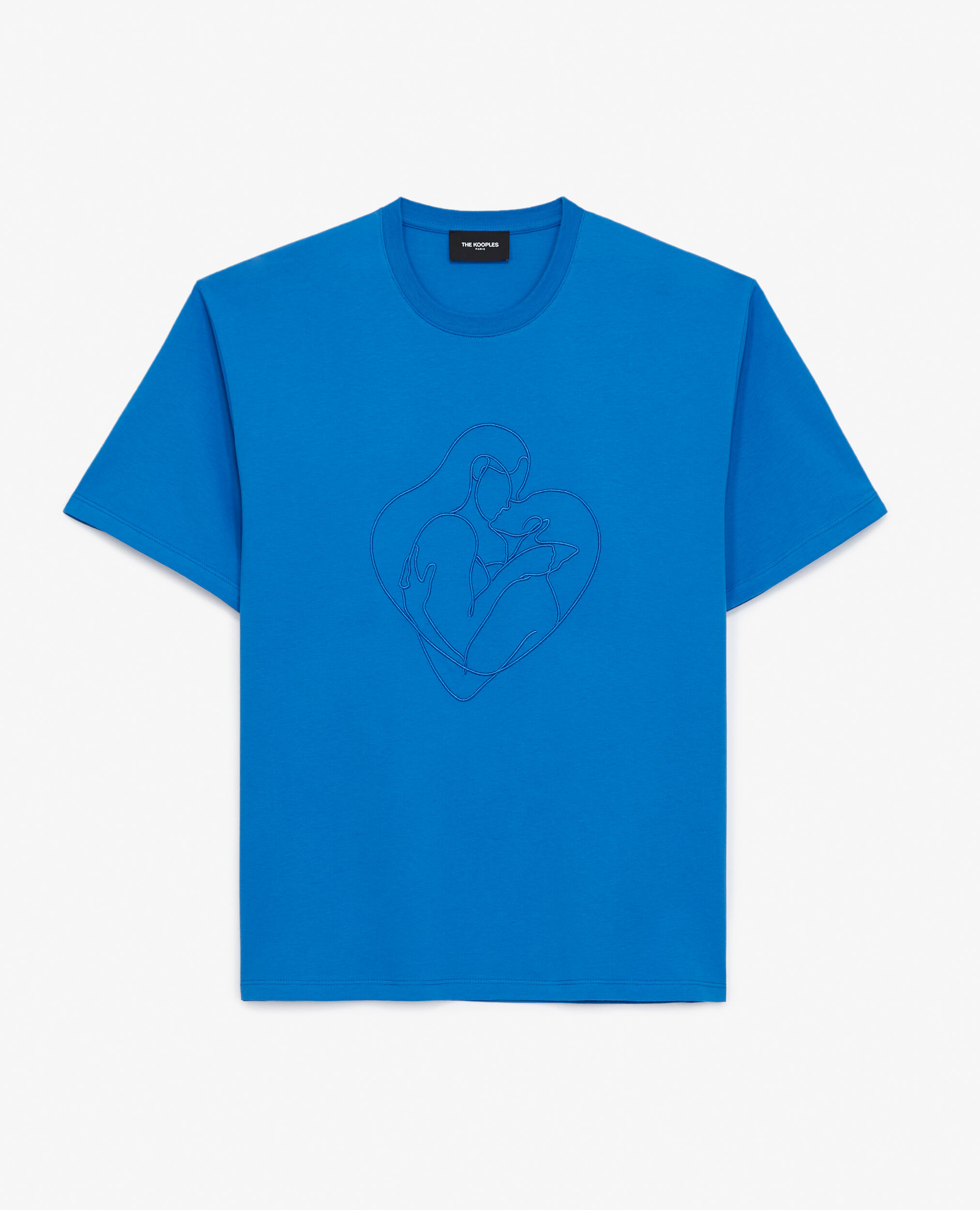 Camiseta algodón azul bordada tono sobre tono, BLUE, hi-res image number null