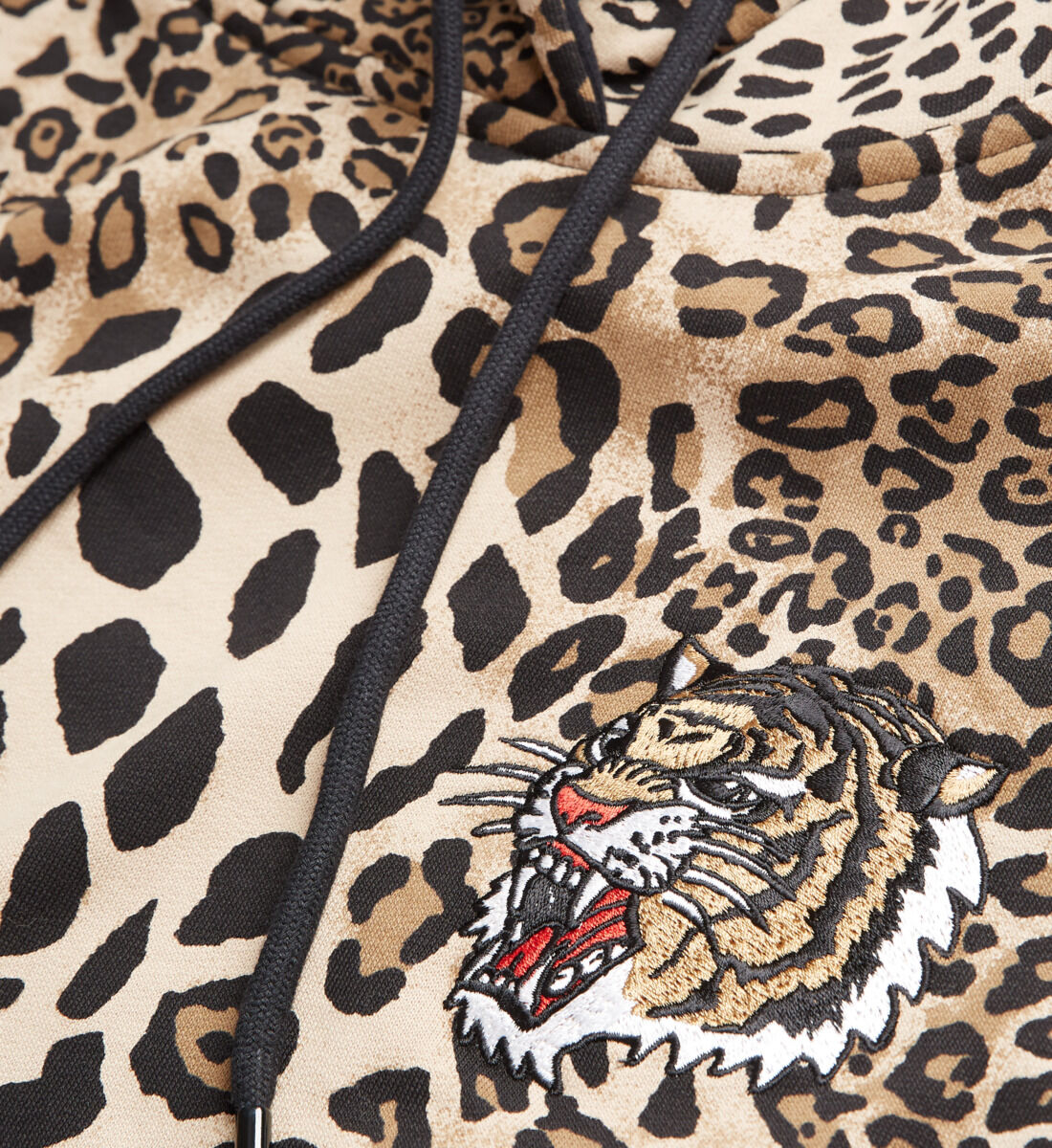 Cotton sweatshirt with leopard print