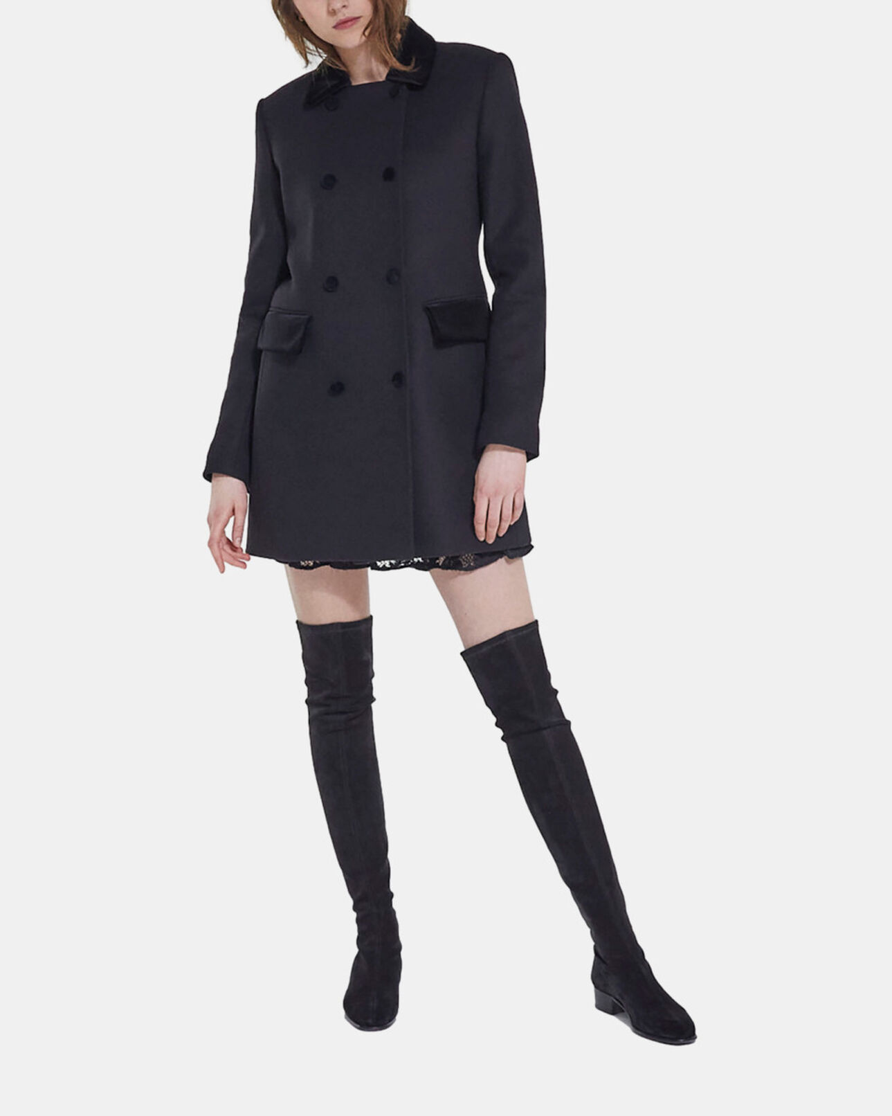 The Kooples WOMEN BLACK black wool and cashmere coat