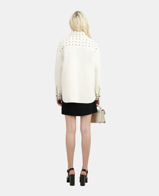 The Kooples WOMEN ECRU ecru wool-blend overshirt-style jacket with studs