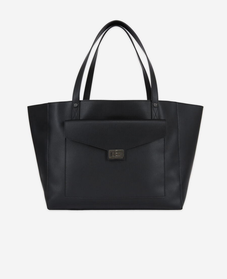 cabas emily en cuir noir