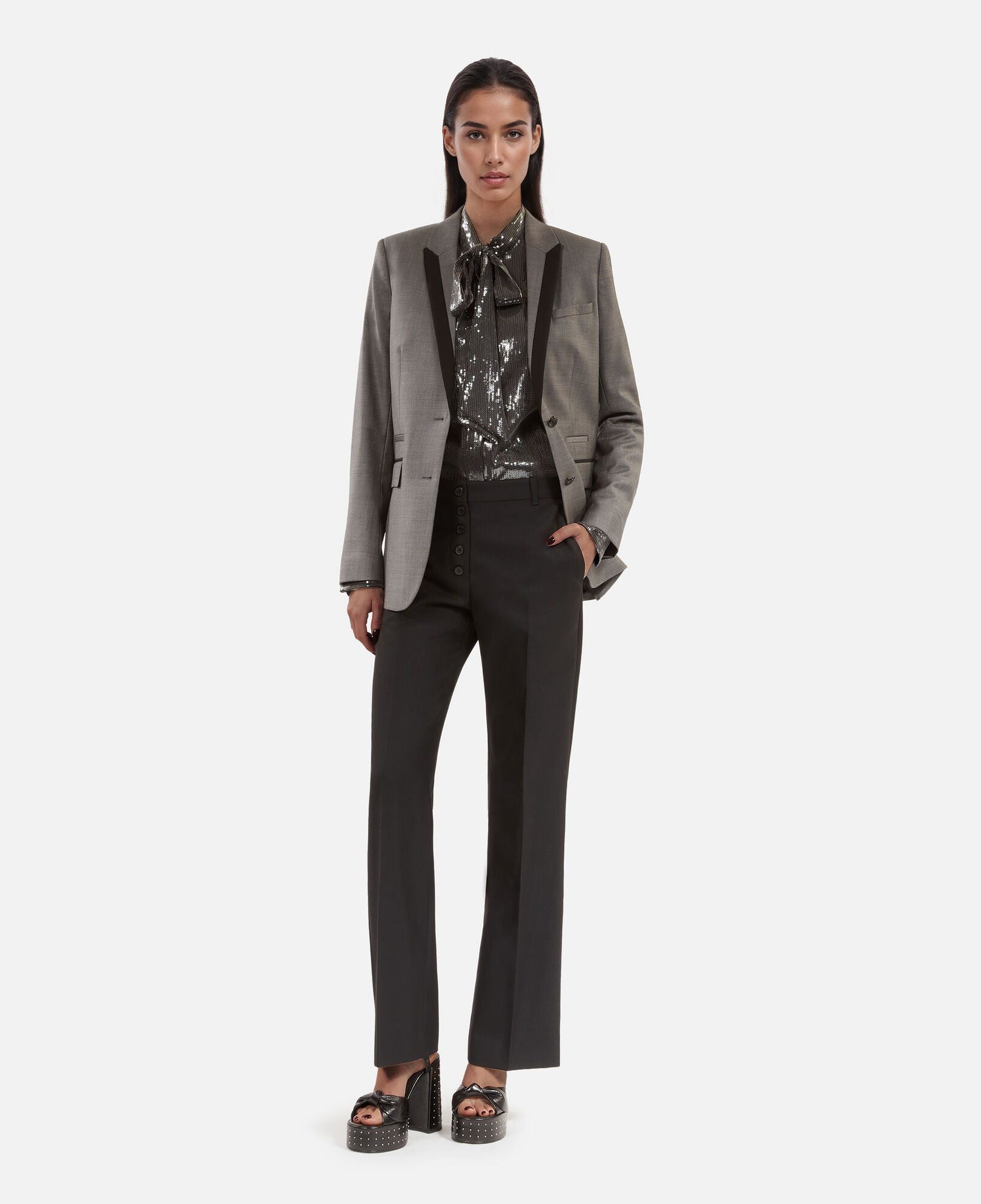 The Kooples FEMME DARK GREY veste tailleur droite grise