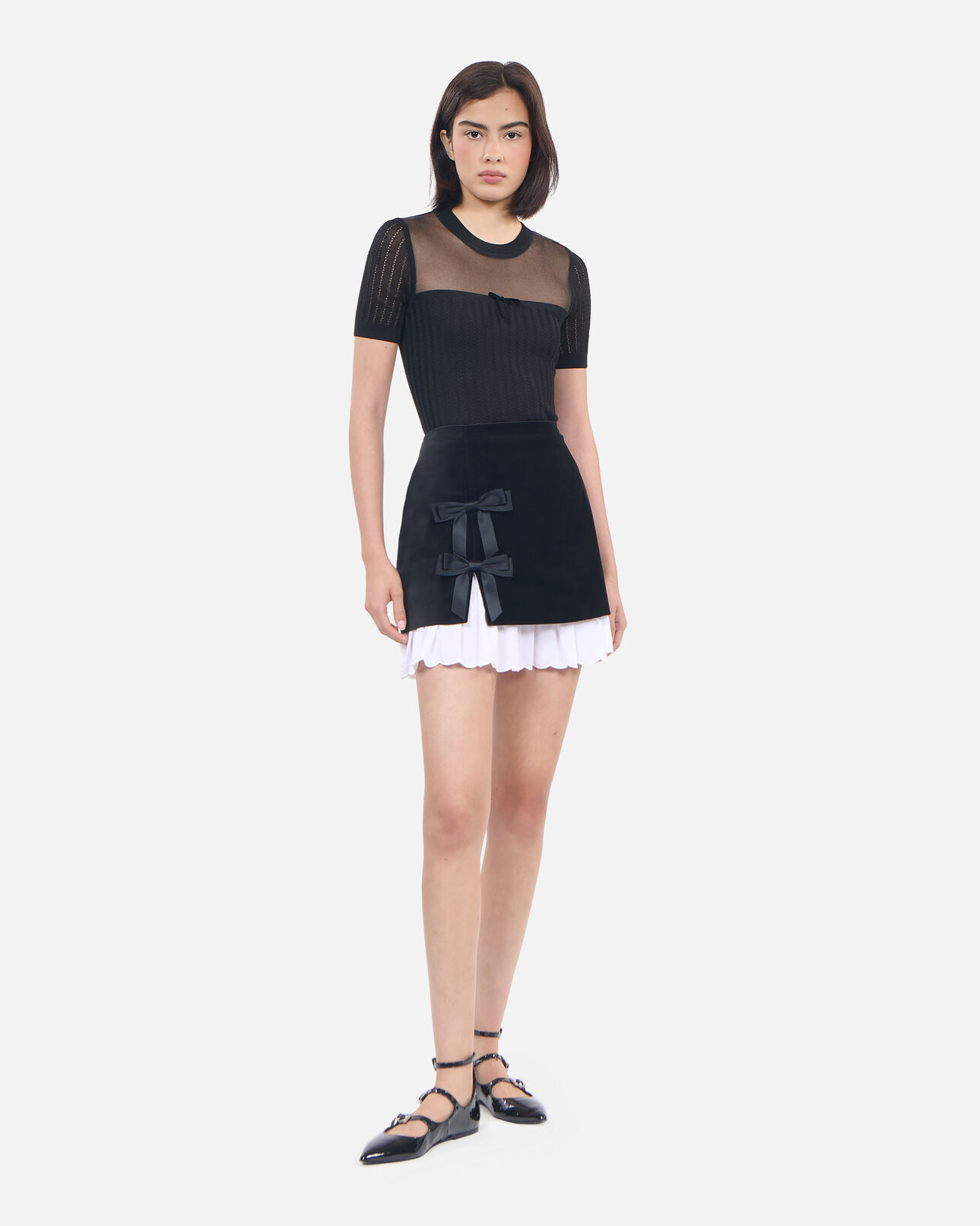 The Kooples FEMME BLACK pull en maille ajourée noir