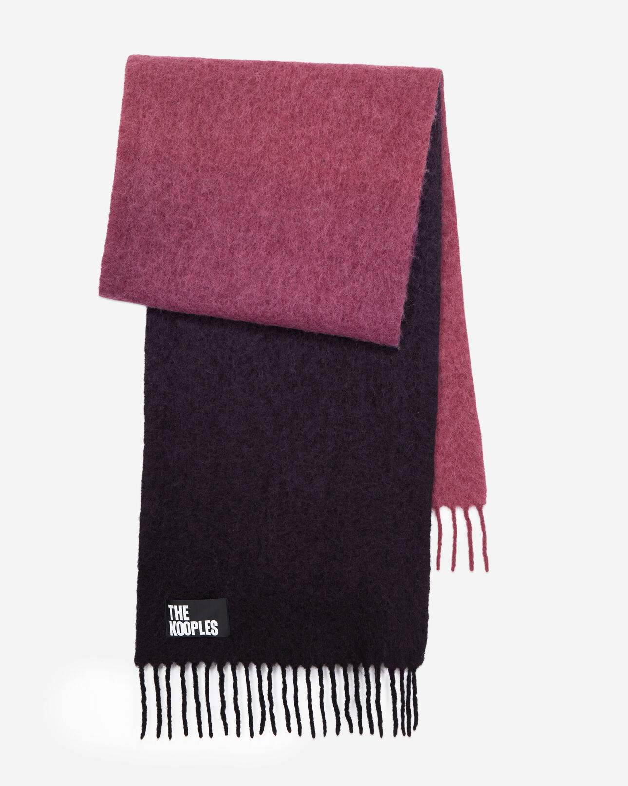 The Kooples WOMEN BORDEAUX red wool-blend scarf with fringes
