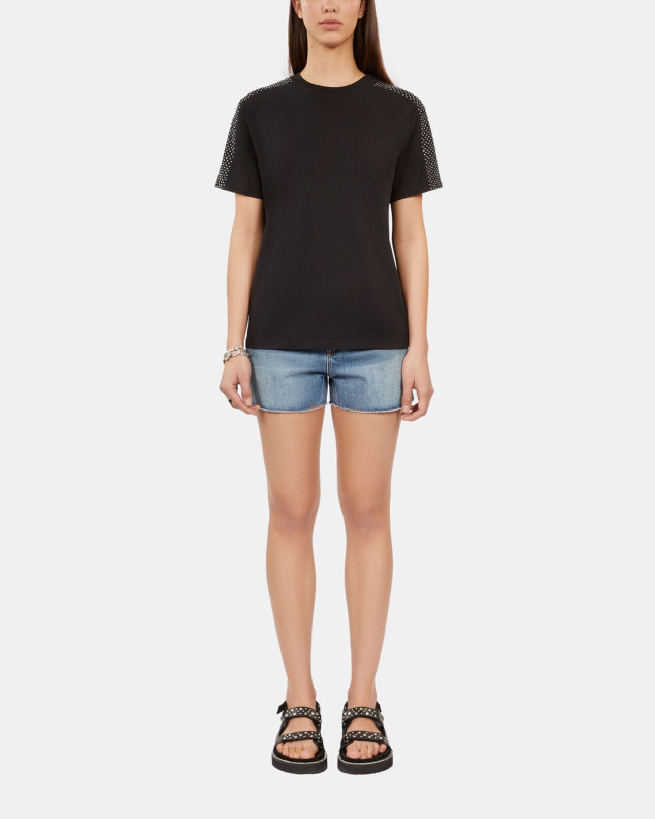 The Kooples FEMME BLACK t-shirt avec strass noir