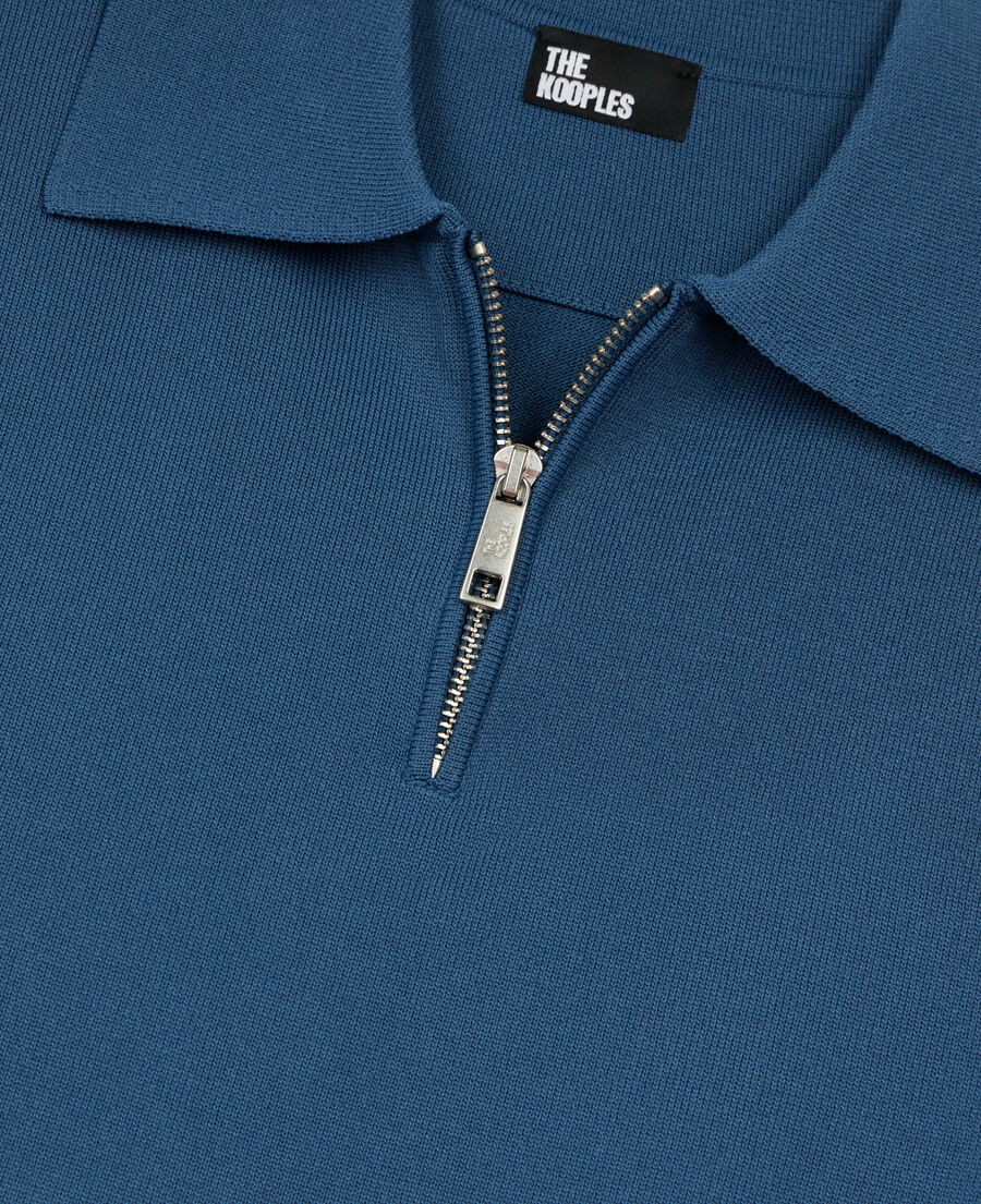 The Kooples H MIDDLE NAVY royal blue knitted polo t-shirt