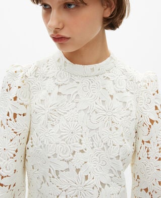 The Kooples F ECRU short dress in ecru floral lace