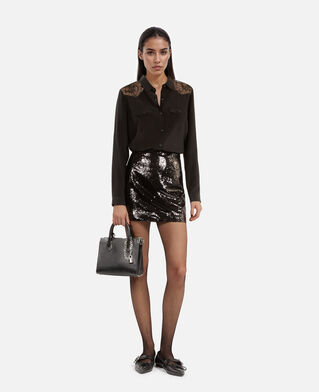 The Kooples FEMME BLACK STONE jupe courte &agrave; sequins noire