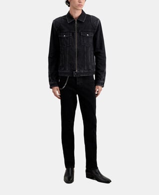 The Kooples H BLACK WASHED black denim biker jacket