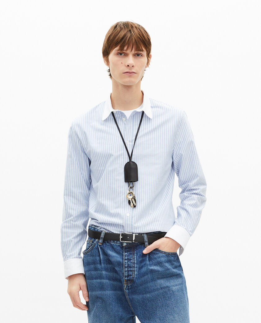 The Kooples H BLACK reversible belt in black grained leather