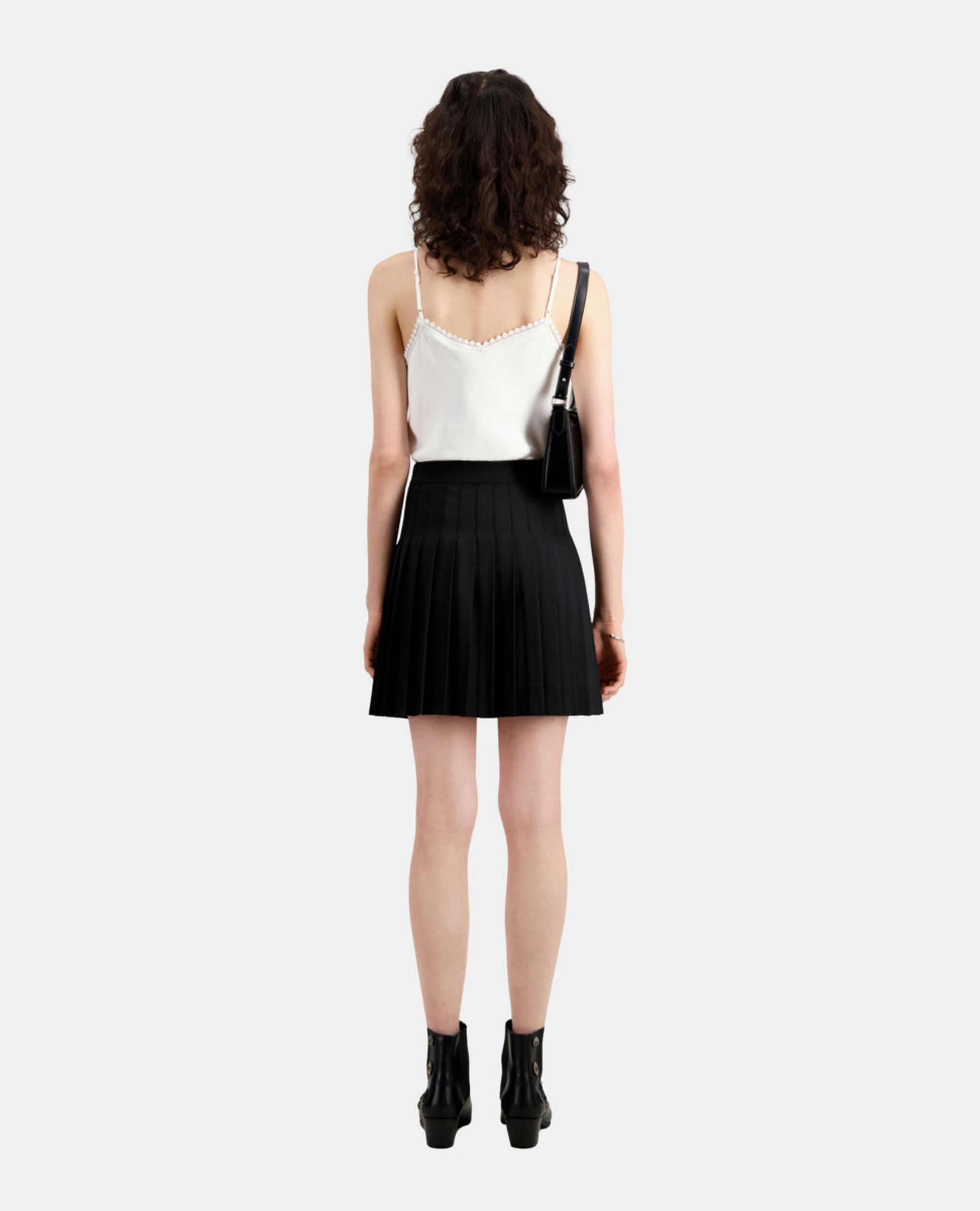 Short black pleated skirt, BLACK, hi-res image number null