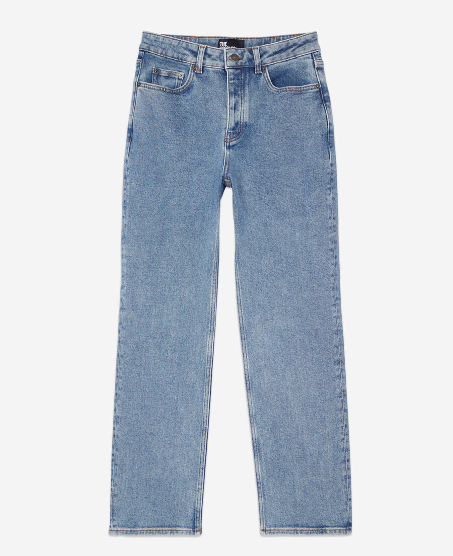 washed blue straight jeans