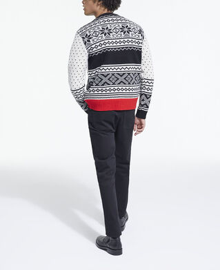 The Kooples H BLACK RED OFF WHITE patterned wool sweater