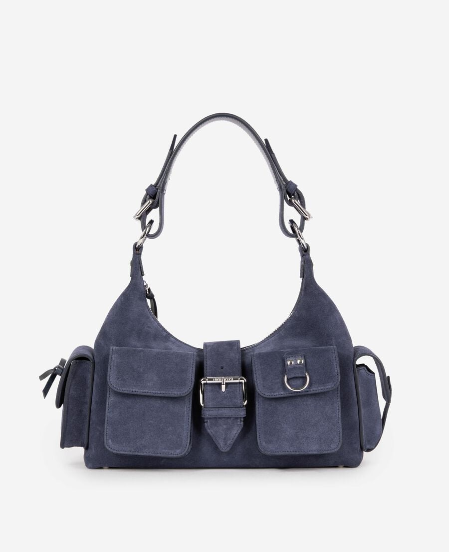 The Kooples WOMEN NAVY amelia bag in navy suede