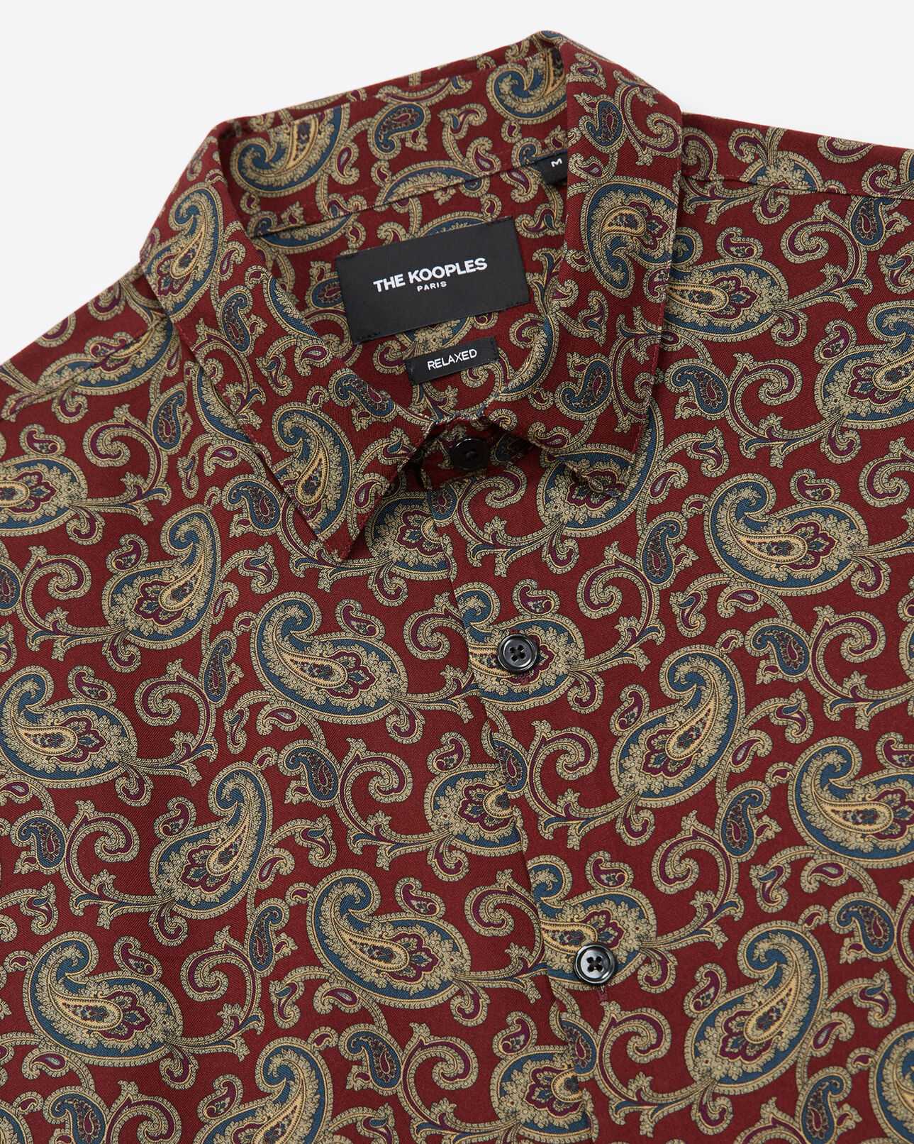 The Kooples MEN BURGUNDY / CAMEL flowing burgundy shirt with paisley motif