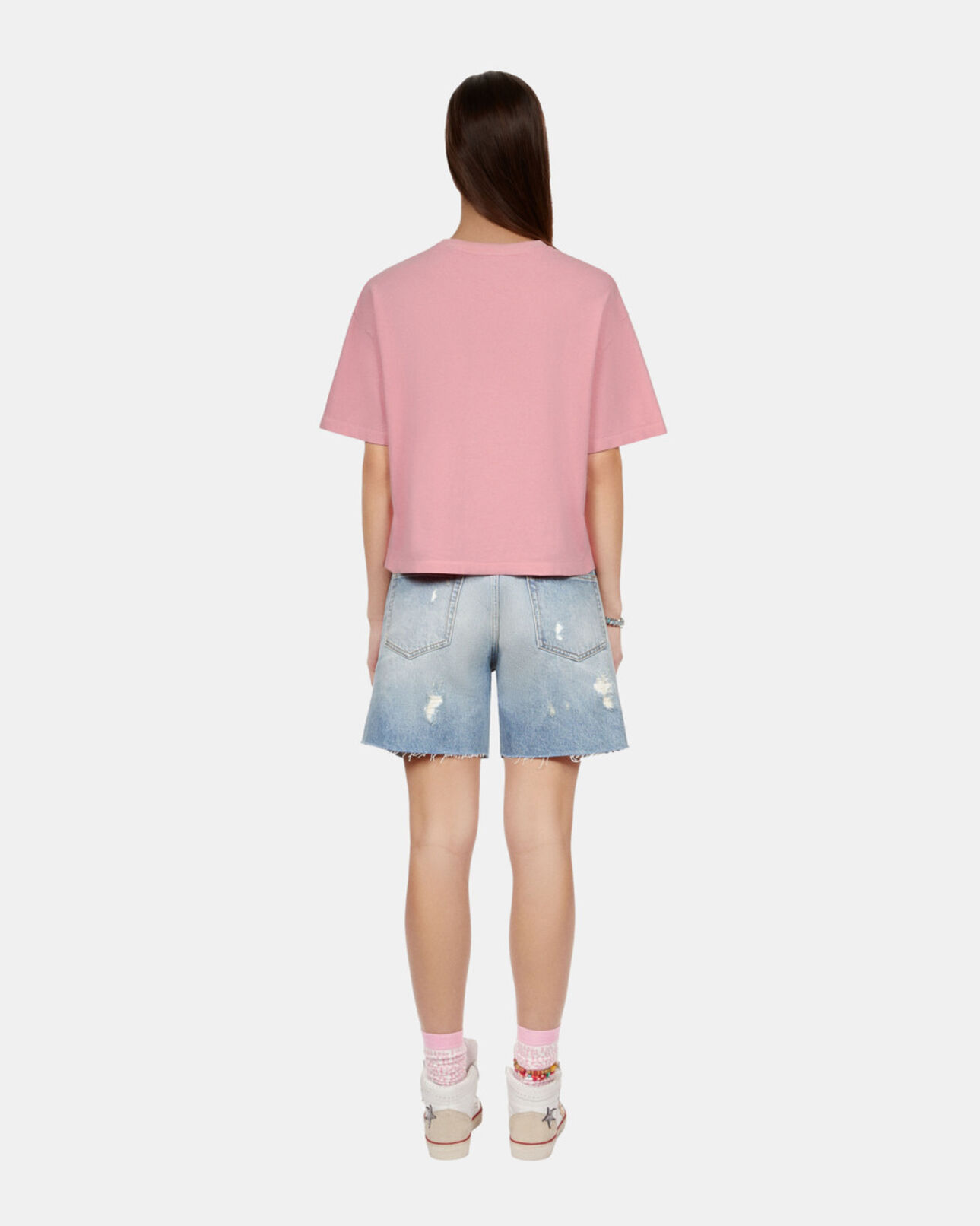The Kooples WOMEN SWEET PINK light pink t-shirt with silverlake serigraphy