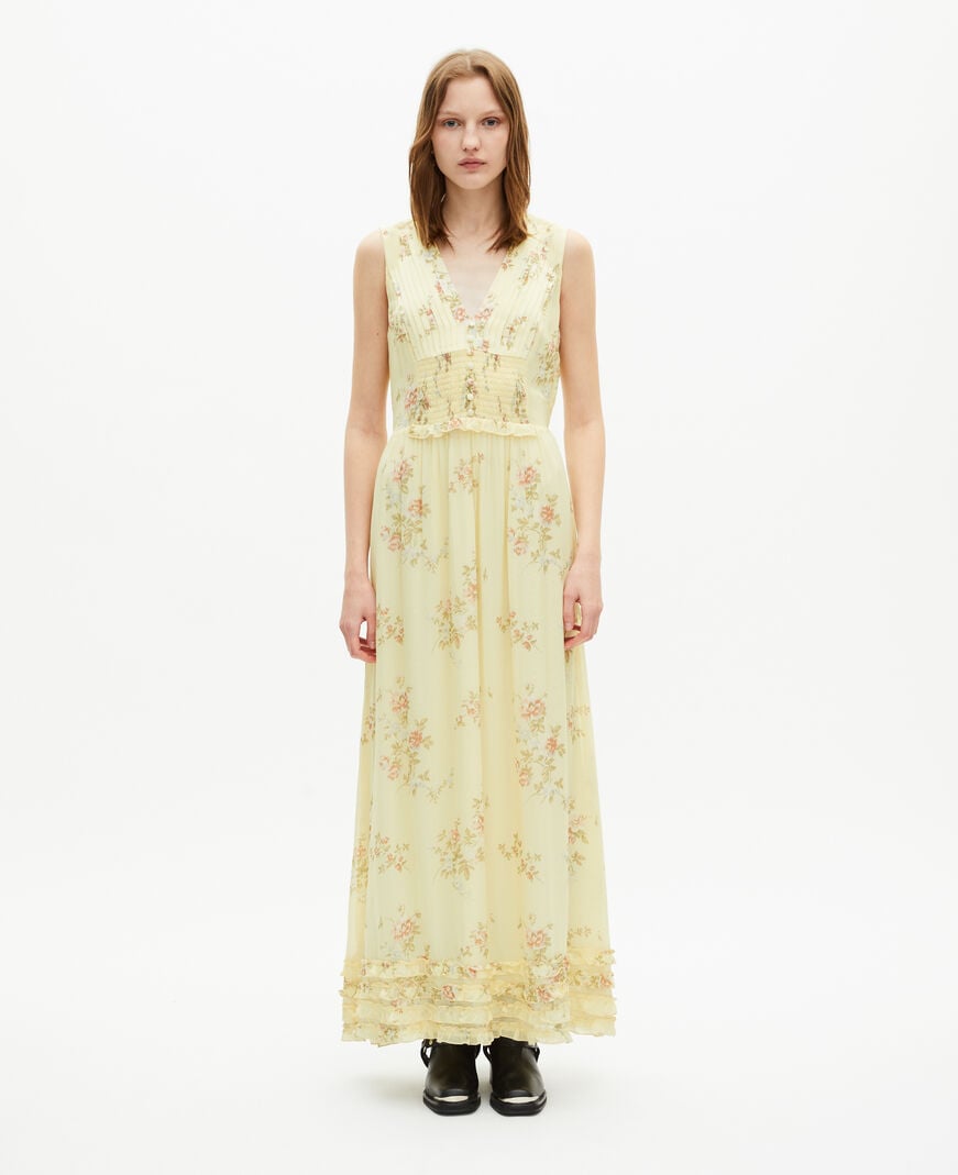 The Kooples WOMEN YELLOW long yellow floral print dress