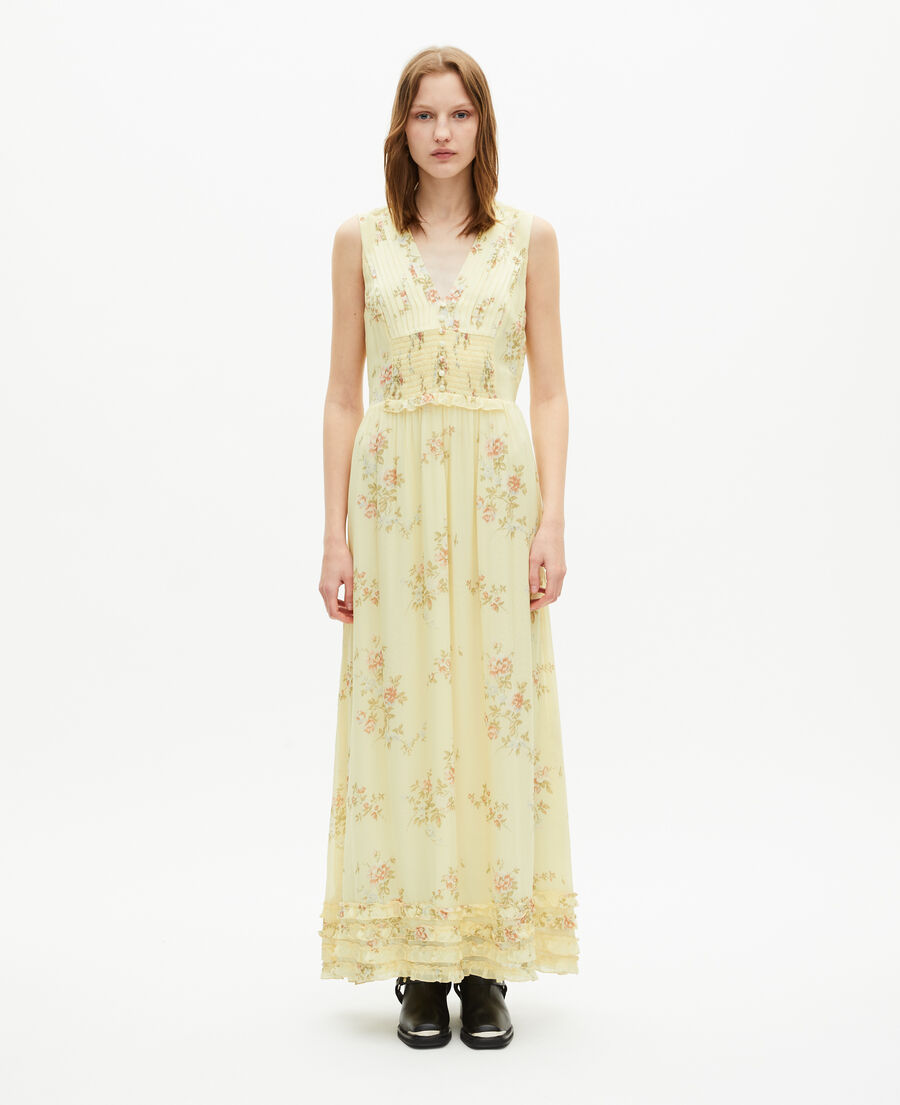 The Kooples FEMME YELLOW robe longue imprimé fleuri jaune