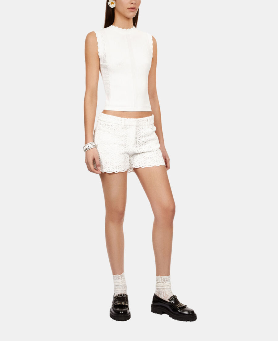 white short knit top