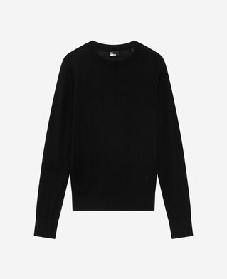 The Kooples FEMME BLACK pull col rond en laine mérinos noir