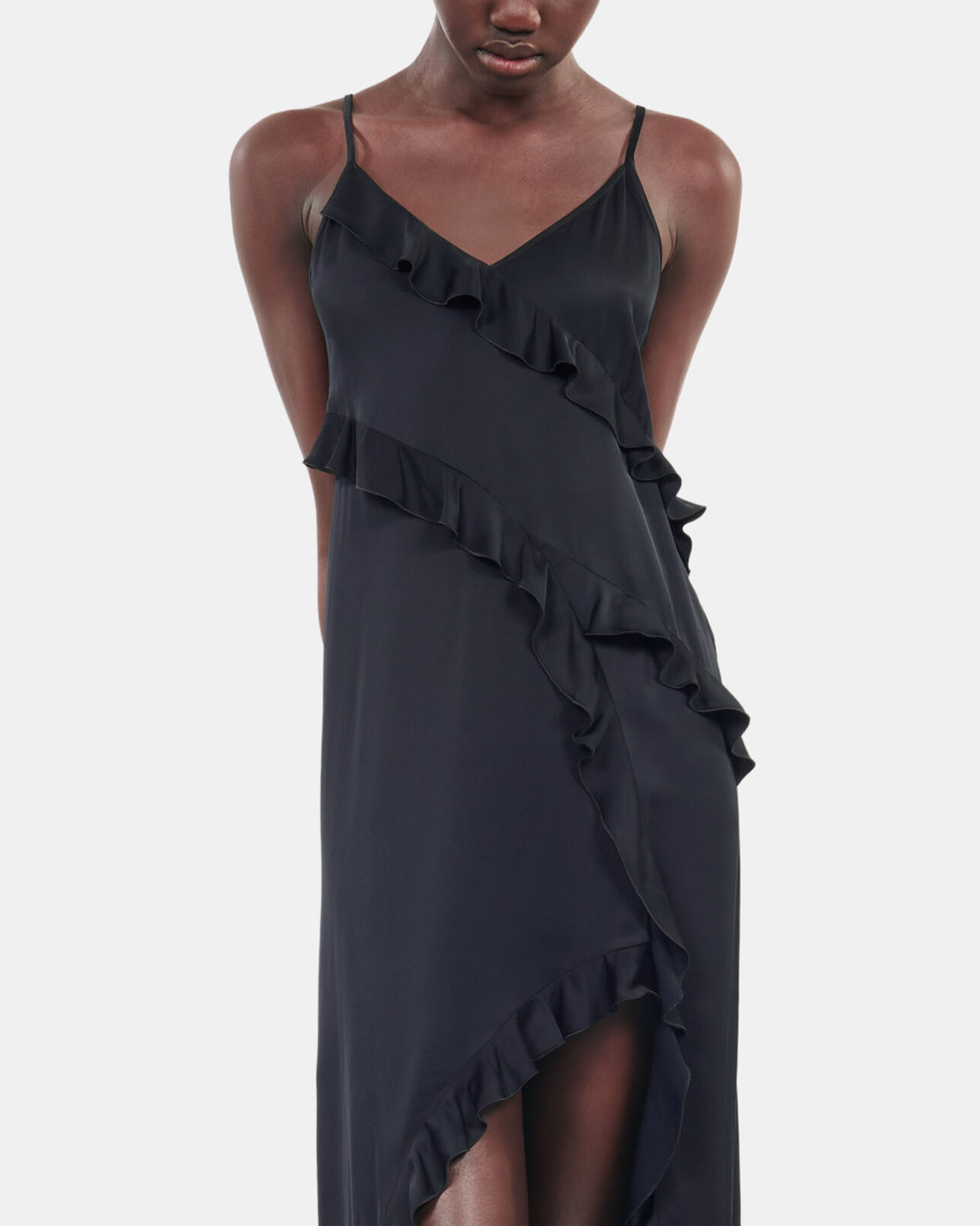 The Kooples FEMME BLACK robe nuisette longue noire