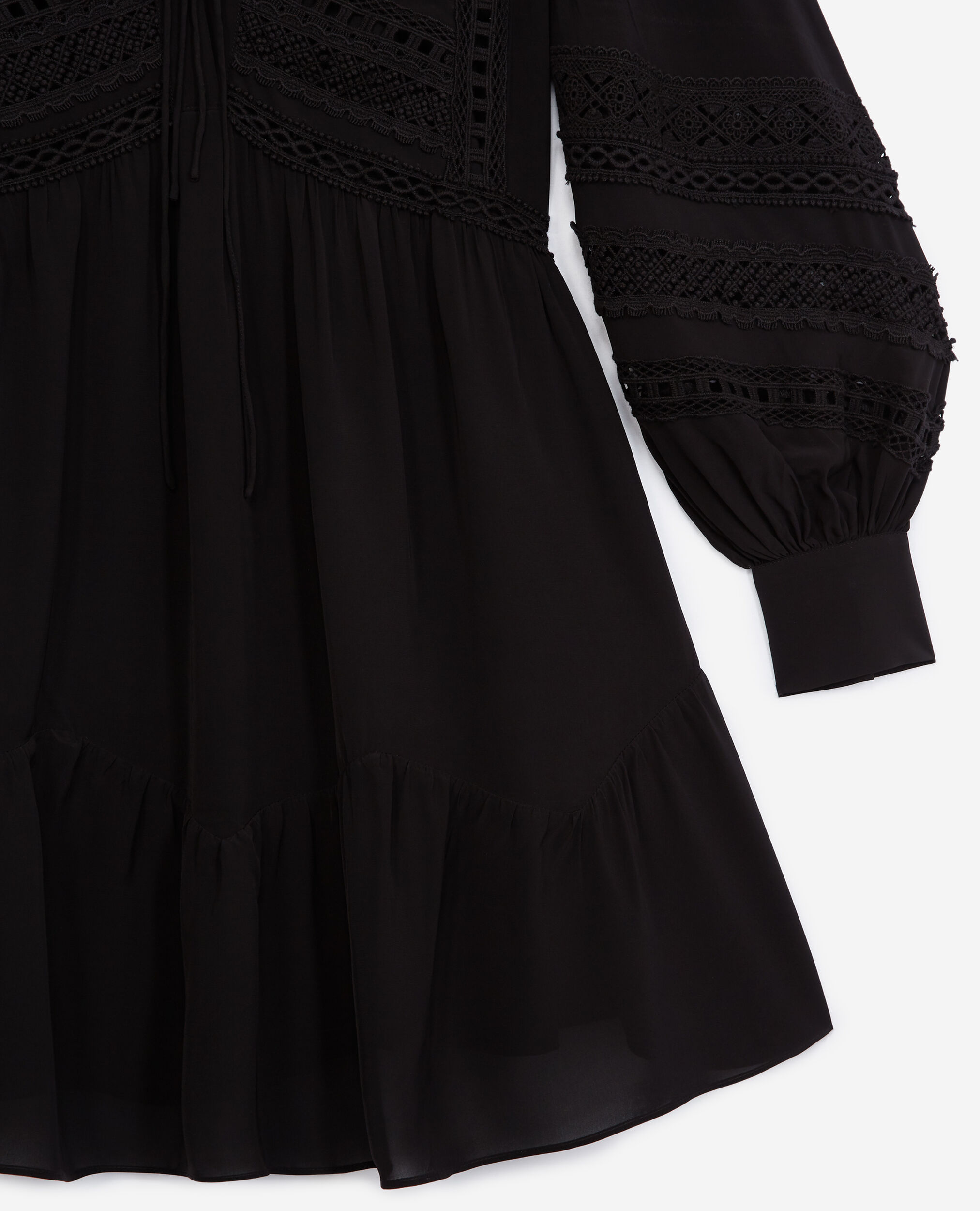 Short black dress with lace detail | The Kooples