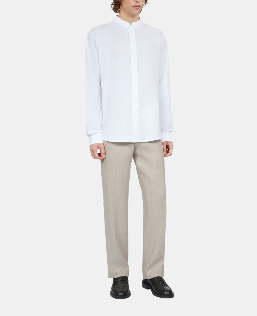 The Kooples HOMME WHITE chemise en coton et lin blanche