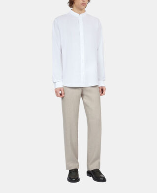 The Kooples HOMME WHITE chemise en coton et lin blanche