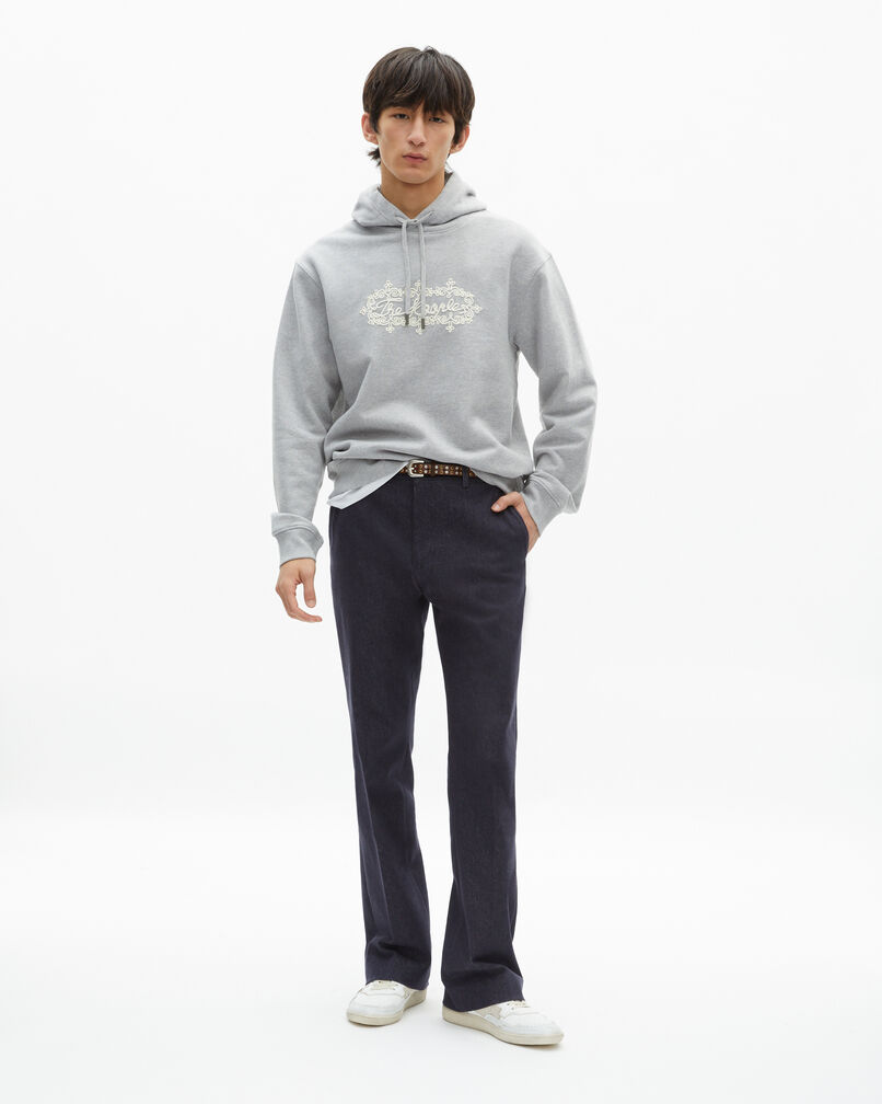 The Kooples HOMME LIGHT GREY MELANGE sweatshirt à capuche avec logo brodé gris