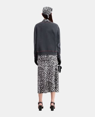 The Kooples F BLACK WASHED women's black sweatshirt with racing skull serigraphy