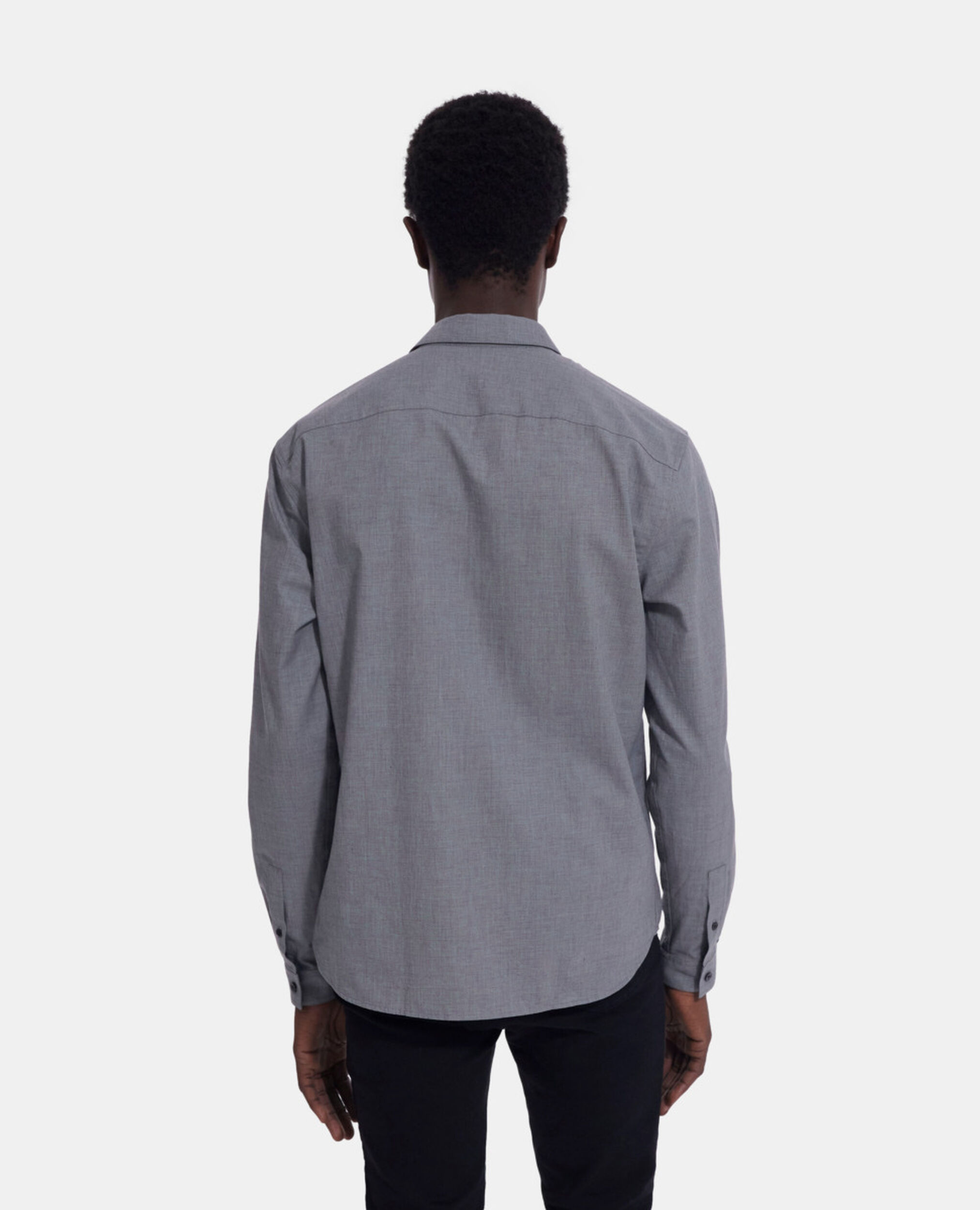 Check shirt with classic collar, GREY, hi-res image number null
