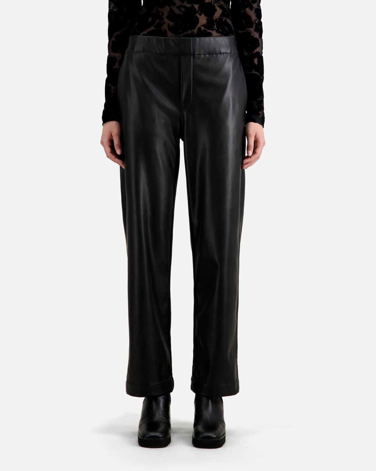 The Kooples DAMEN BLACK schwarze hose in lederoptik
