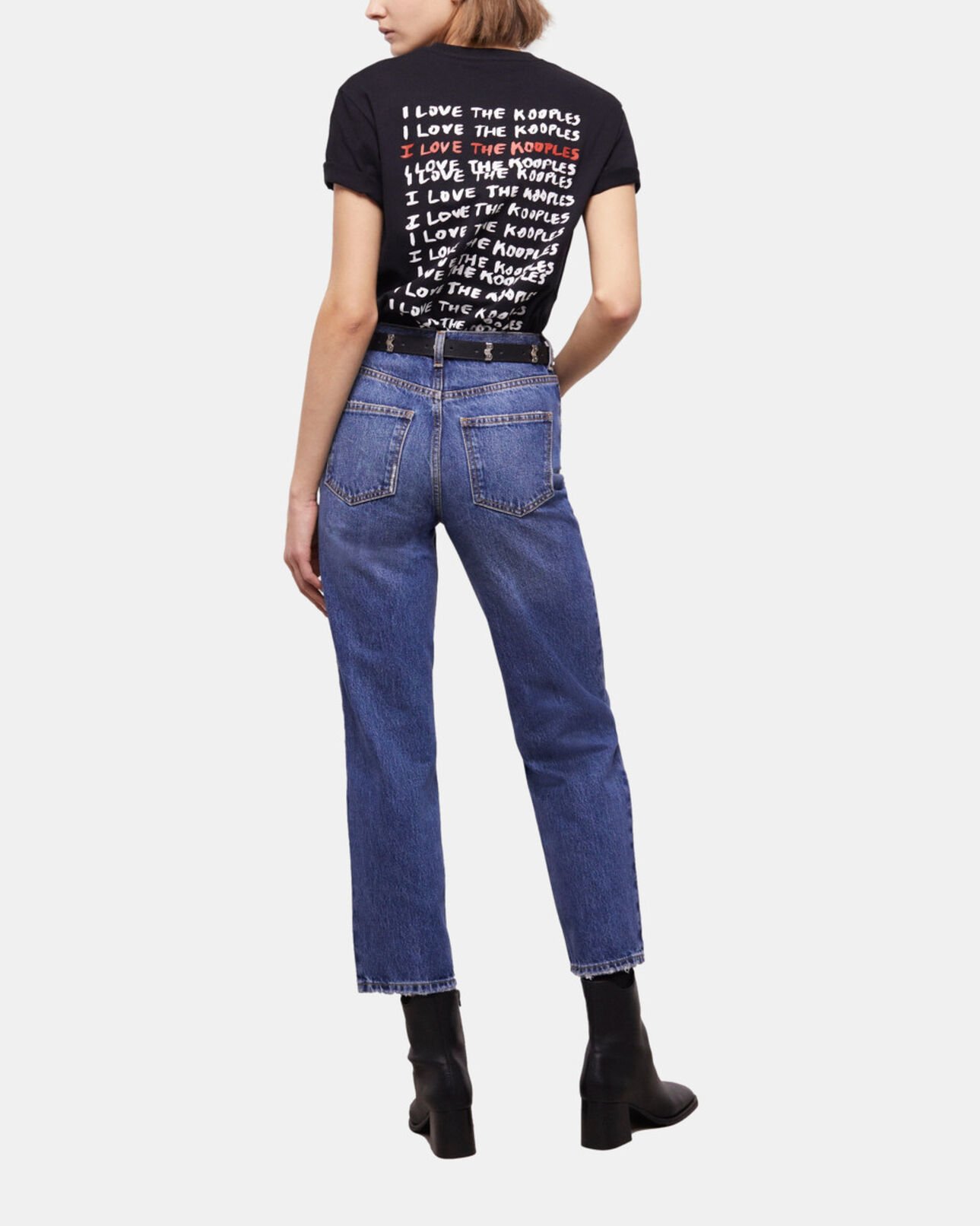 The Kooples WOMEN BLUE DENIM blue straight-cut jeans
