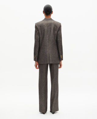 The Kooples FEMME BLACK veste tailleur à chevrons lurex dorée et noire