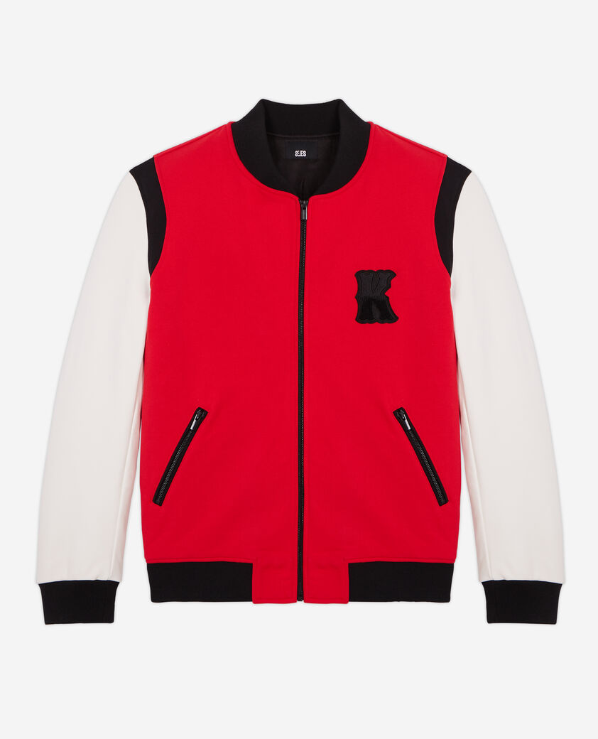 The Kooples HERREN RED / WHITE jacke mit leder und stickereien
