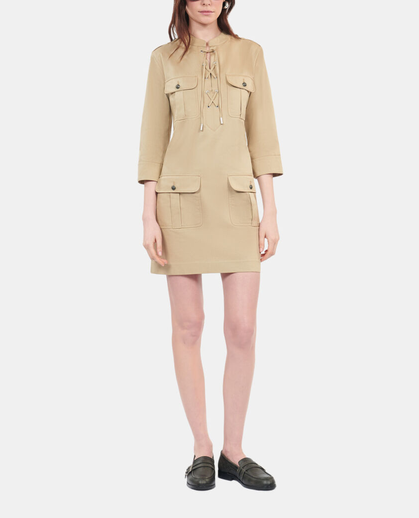 The Kooples WOMEN BEIGE short beige safari dress