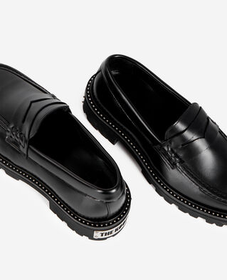 The Kooples MUJER BLACK mocasines de cuero negro