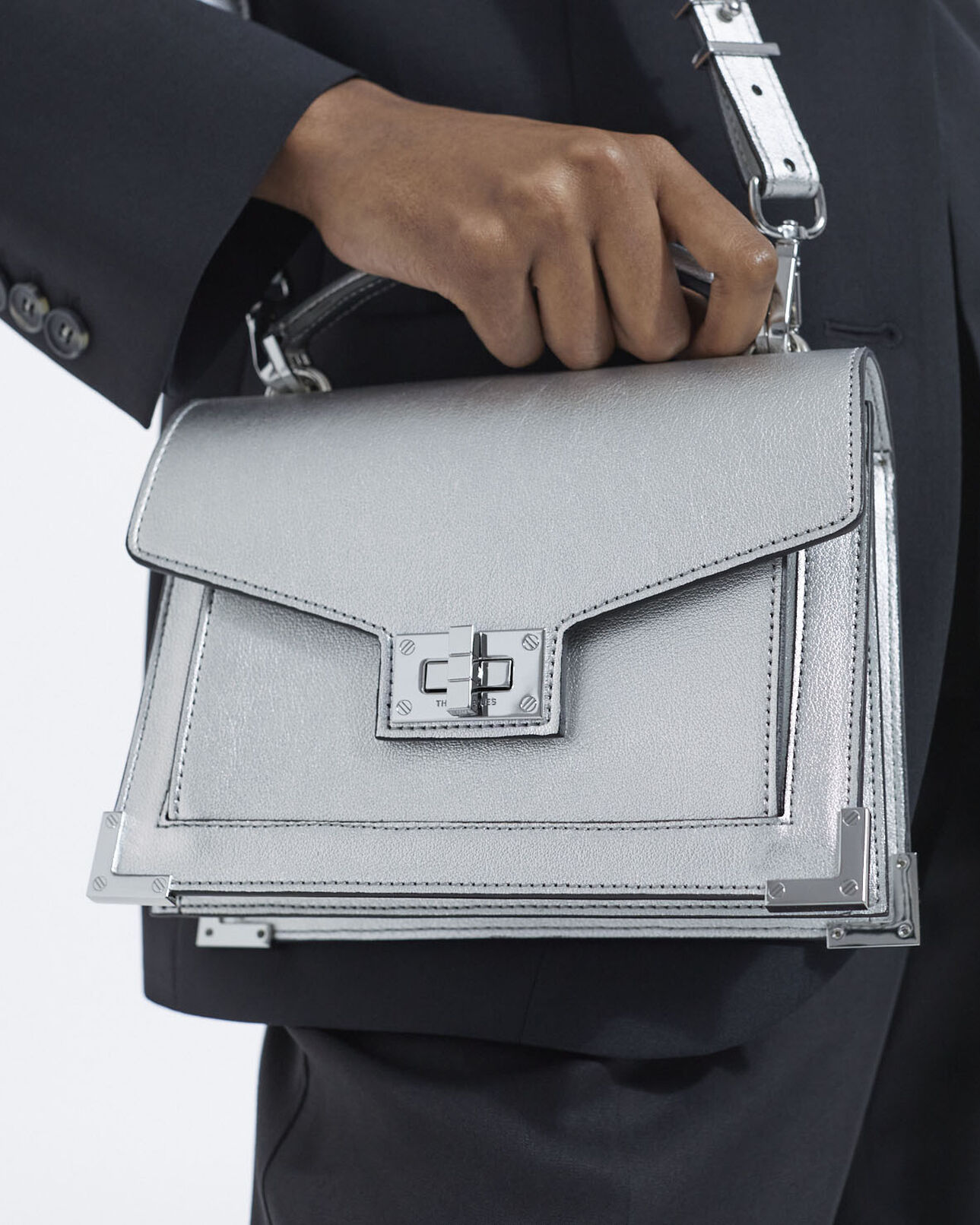 The Kooples WOMEN ANTIC SILVER small emily bag in silver leather