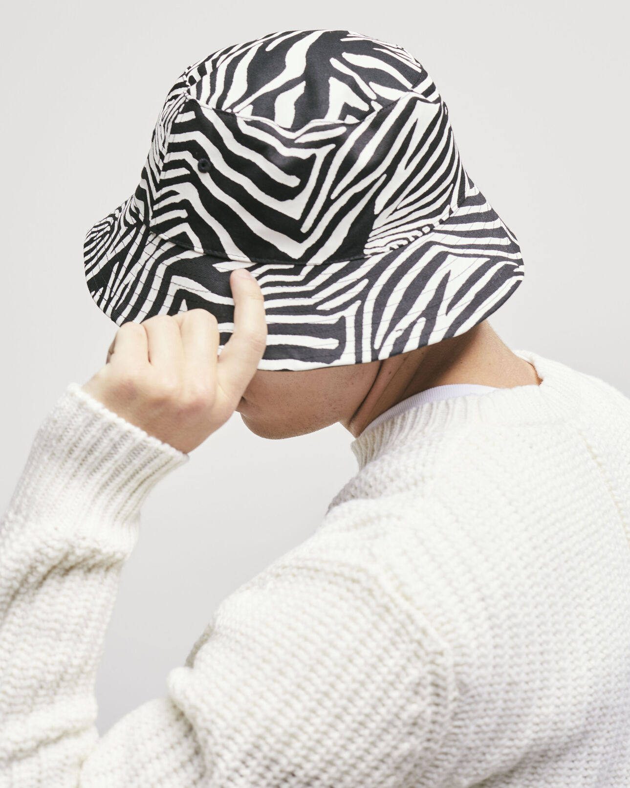 The Kooples MIXED BLACK WHITE reversible zebra-print bucket hat