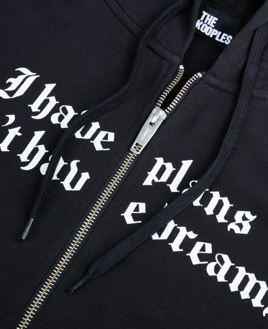 The Kooples H BLACK WASHED black hoodie with serigraphy