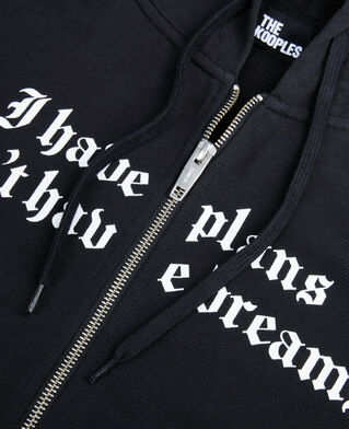 The Kooples H BLACK WASHED black hoodie with serigraphy