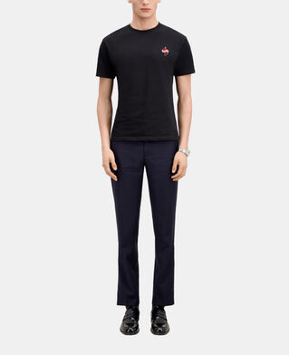 The Kooples H BLACK men's black t-shirt with dagger through heart embroidery