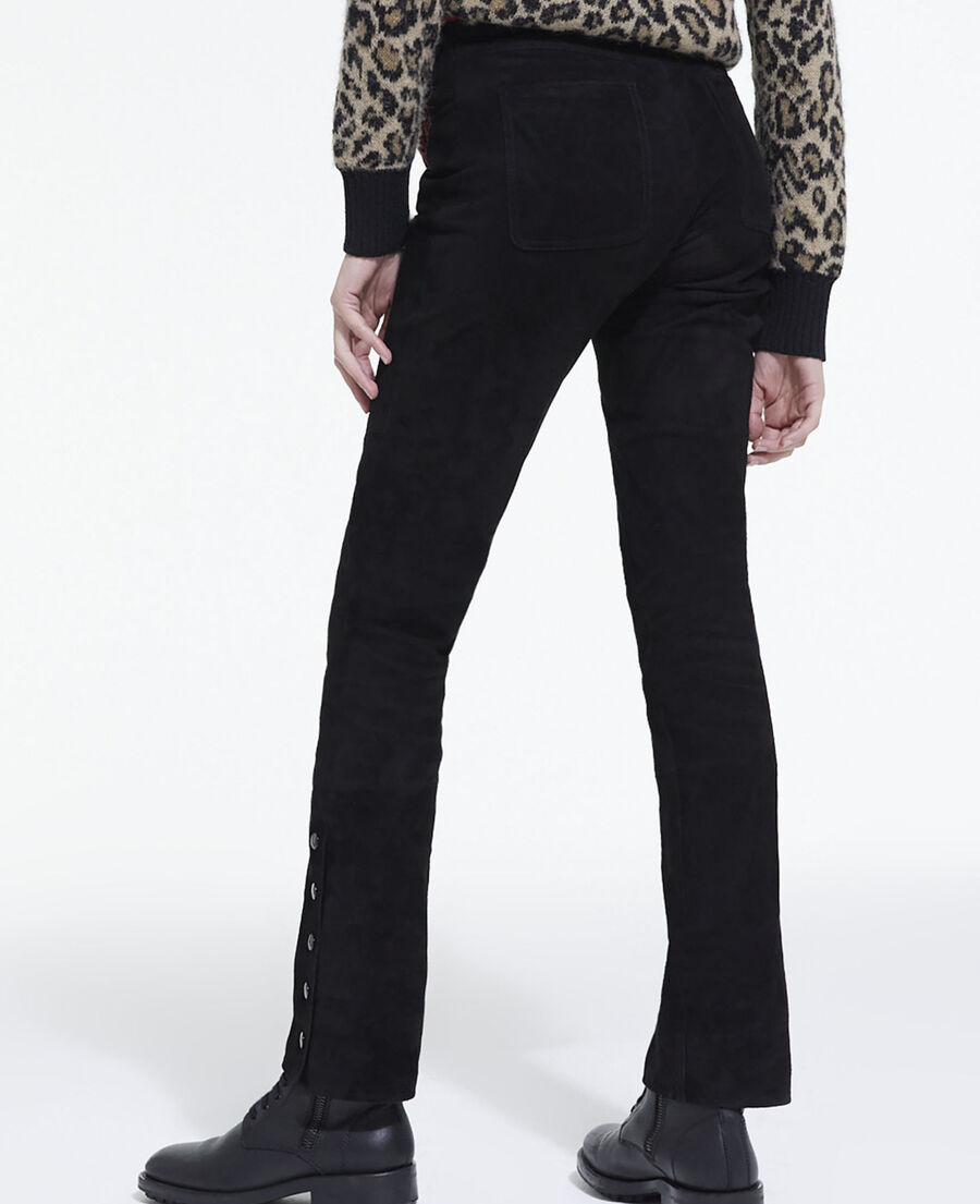 pantalón recto piel ante negro