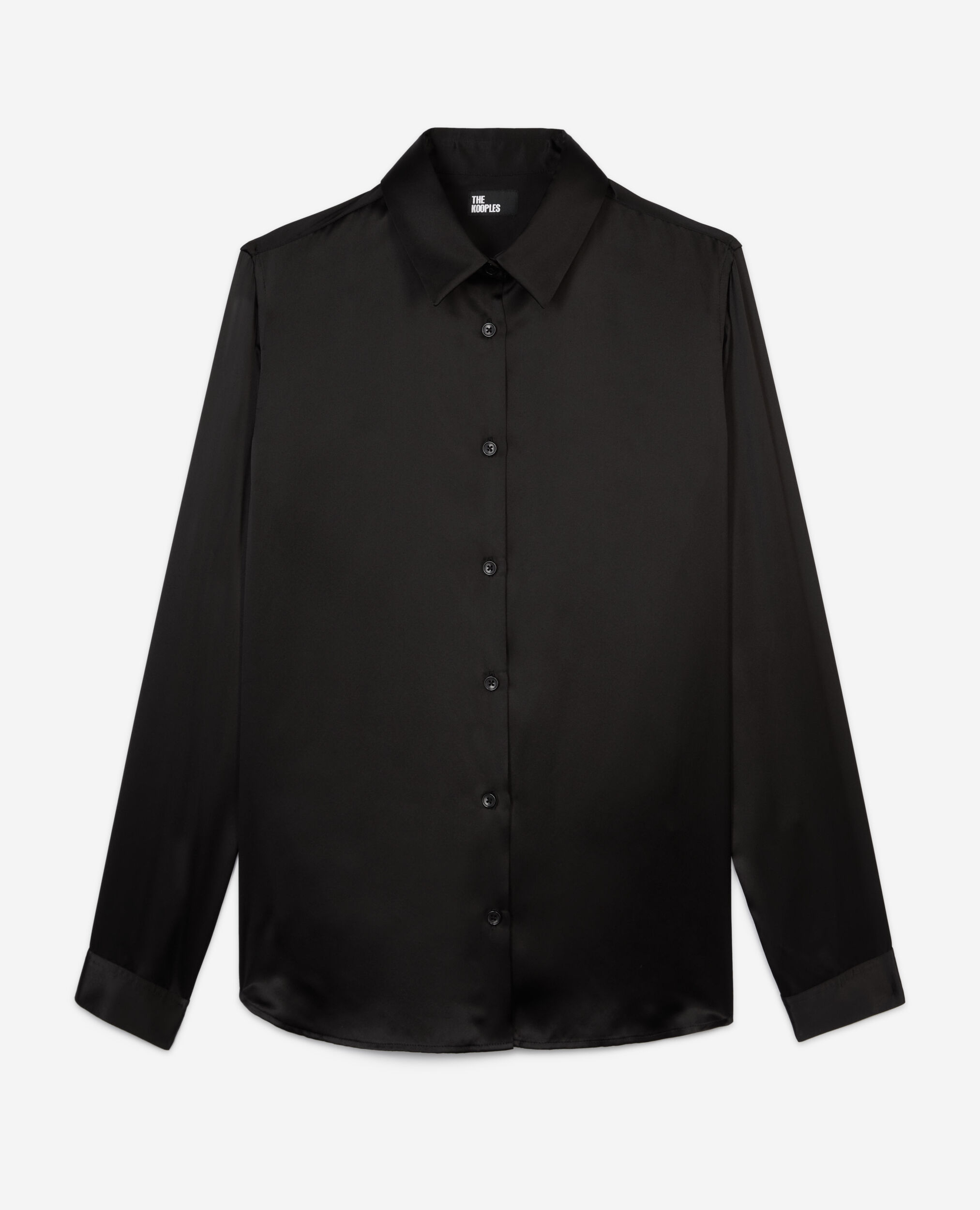 Black silk shirt, BLACK, hi-res image number null