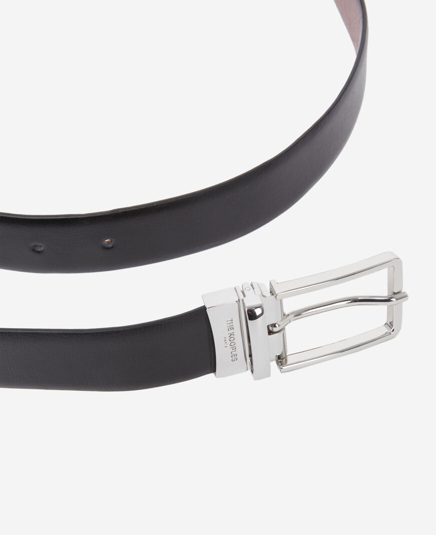 The Kooples HOMBRE BLACK cinturón bicolor de piel reversible
