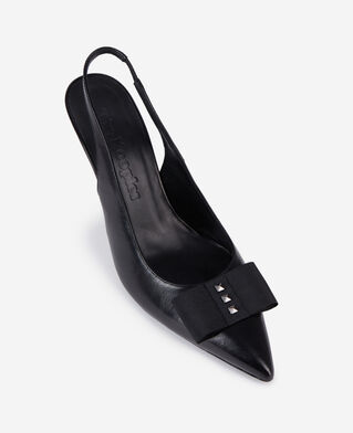The Kooples F BLACK black leather slingback pumps