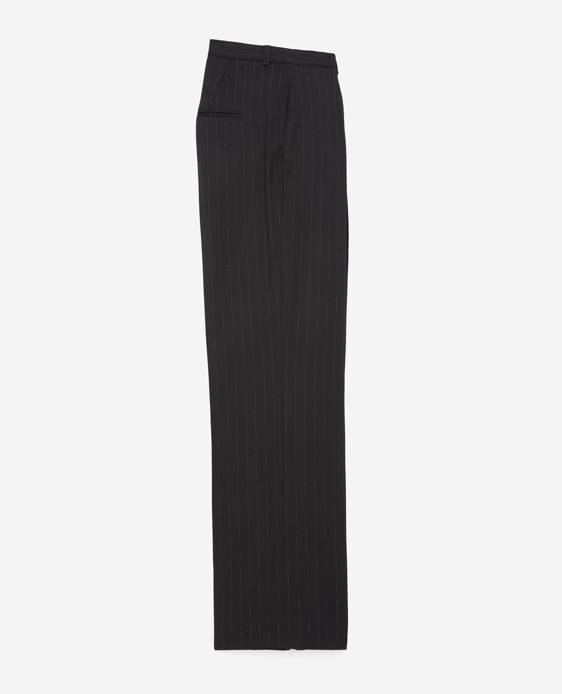 Black trousers with silver on sale stripe